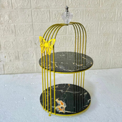 Butterfly 2 Layers Cage Vanity Organizer – Elegant Gold Makeup & Perfume Display Stand