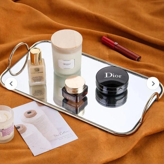 Tableware Cosmetics Dish with Mirror Tray – Elegant Makeup Organizer & Decorative Vanity Tray