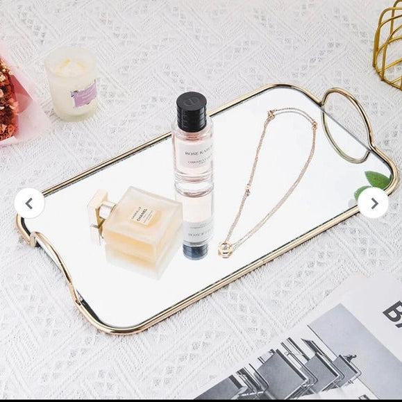 Tableware Cosmetics Dish with Mirror Tray – Elegant Makeup Organizer & Decorative Vanity Tray