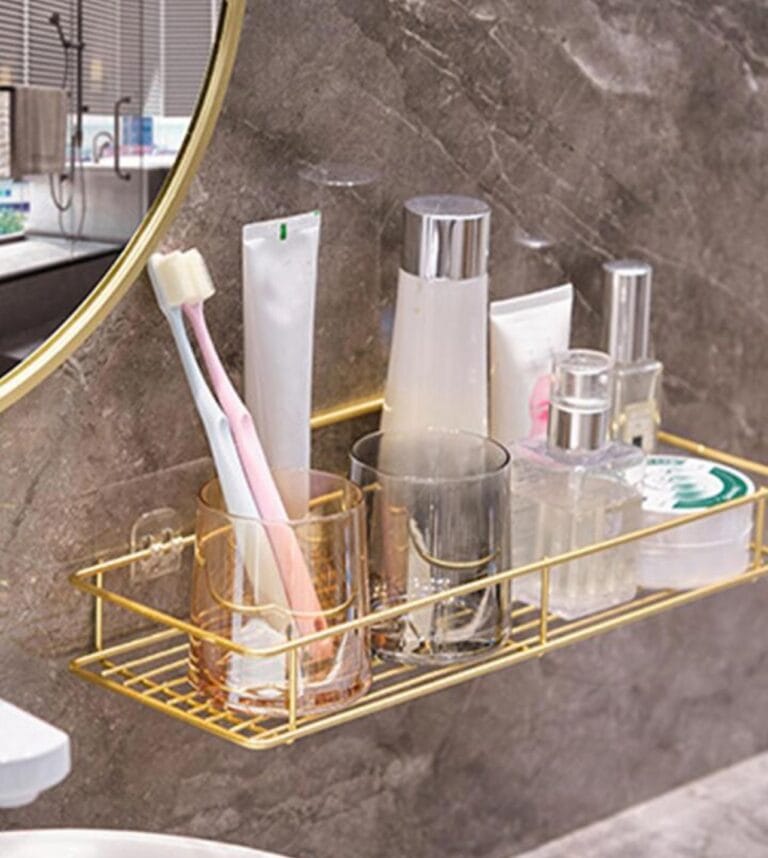 Bathroom Wall Mounted Storage Rack – Space Saving Organizer Shelf for Bathroom & Kitchen