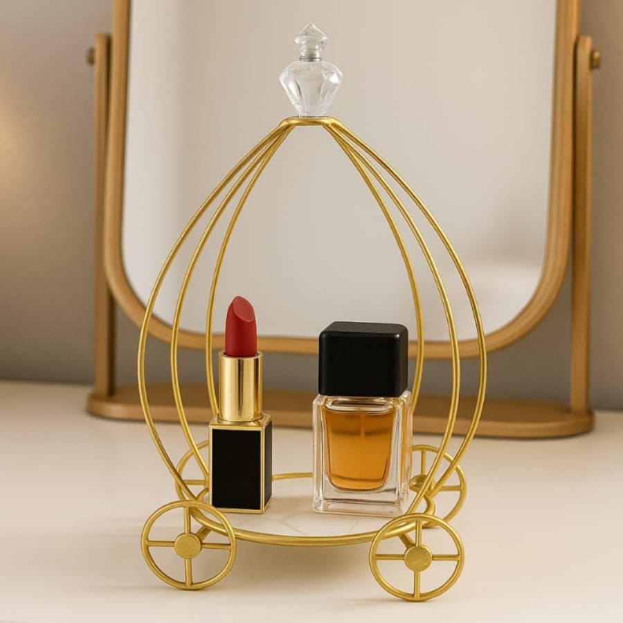 Gold Metal Hamper Basket Shape.