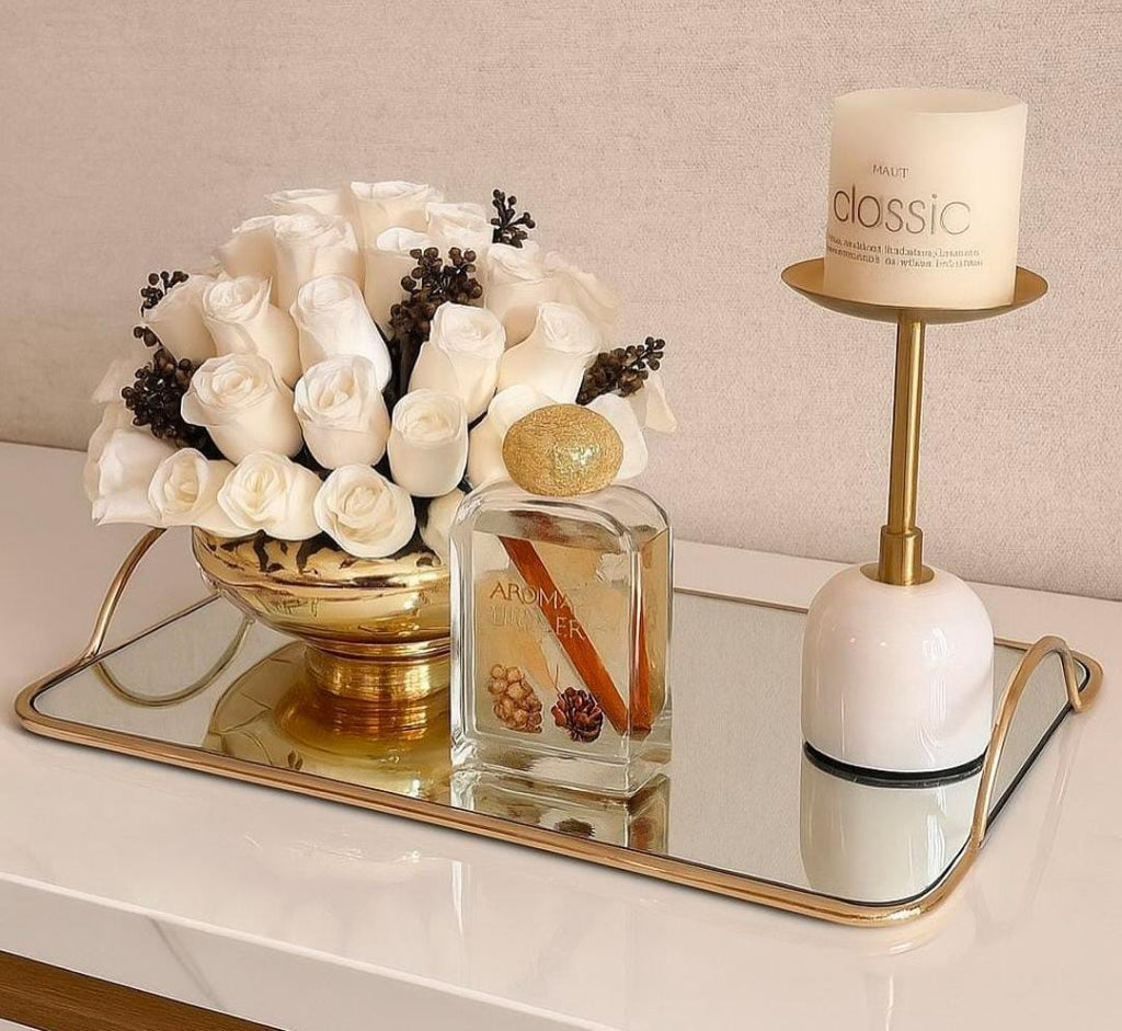 Tableware Cosmetics Dish with Mirror Tray – Elegant Makeup Organizer & Decorative Vanity Tray