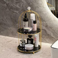 2 Layers Cosmetics Cage Organizer – Double Tier Makeup Storage Rack for Vanity & Bathroom