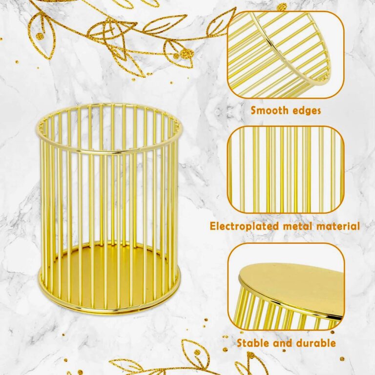 Metal Cosmetics Holder for Brushes & Pens – Stylish Makeup Organizer Cup for Vanity & Desk